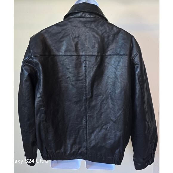 Gianni Collani Black Leather Insulated Bomber Jacket Quilted Lining Men's L - Picture 2 of 7